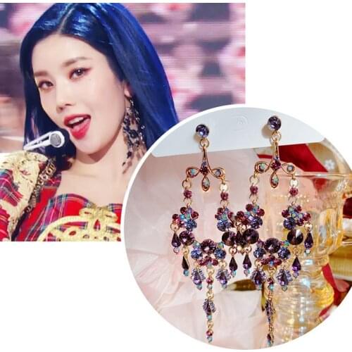 MENGJIQIAO Korean TV Star Palace Style Luxury Crystal Long Tassel Drop Earrings For Women Girls Fashion Party Jewelry Gifts