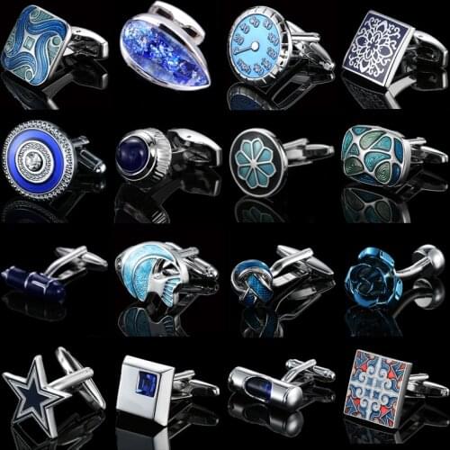 Mens Cufflinks Blue Stars Rose Copper Material Cuff Button High Quality French Shirt Cuffs Suit Accessories Wedding Jewelry Gif