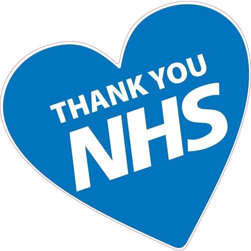 NHS Key Worker Car Stickers Decals Thank You Blue Heart Shape Vinyl Sticker Car Window Laptop 150mm PVC