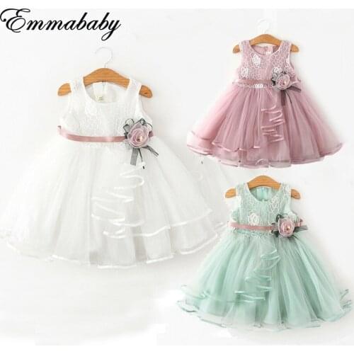 NEW 2020 Baby Girls Dress Princess Flower Kids Toddler Party Wedding Pageant Lace Tutu Dresses Summer Costumes