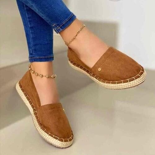 2020 New Women Loafers Fisherman Shoes Straw Slip on Flat Shoes Female Lazy Shoes Comfortable Ladies Shoes Plus Size Black 8415L