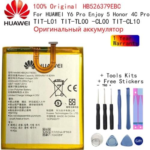 Original HB526379EBC phone battery For Huawei Y6 Pro Enjoy 5 HONOR 4c pro TIT-L01 TIT-TL00 -CL00 TIT-CL10 4000mAh Batterie Tools