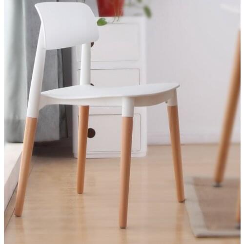 Plastic and wood dining chair modern classic design minimalist leisure chair