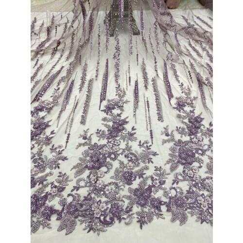 Latest African Dry Lace Fabric With beads L-2186826 French Lace Fabric Embroidery Nigerian Tulle Lace For Party