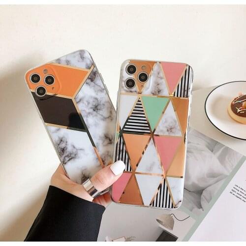 Gimfun Luxury Mosaic Gilded Marble Phone Case for iPhone 11 12 Mini Pro Max XS Max XR 7 8 Plus Glitter Marble Case Cover