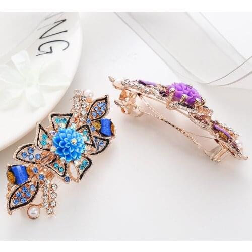 Six Color Glitter Rhinestone Leaf Flower Hairwear For Women Shine Zircon Hairpins Gift Hair Jewelry For Girl Hairgrips Famale