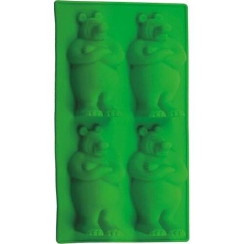 New 4 cavity bear shape silicone bakeware fondant cake chocolate mold resin clay craft mould