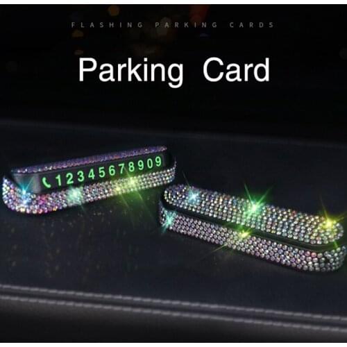 Car Styling Temporary Parking Card Crystal Diamond Colorful Phone Number Card Rhinestone Plate Car