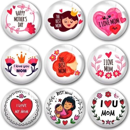 Happy Mothers Day glass cabochon,Best mom Love mom Carnation mommy Round photo glass cabochon demo flat back Making findings