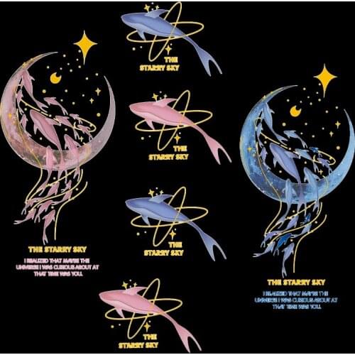 Cartoon Dolphin Applique Stickers Iron On Transfers For Clothing Stickers Thermoadhesive Patches Heat Transfer Stripes On Dress