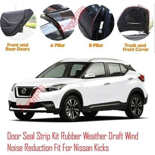 Door Seal Strip Kit Self Adhesive Window Engine Cover Soundproof Rubber Weather Draft Wind Noise Reduction Fit For Nissan Kicks