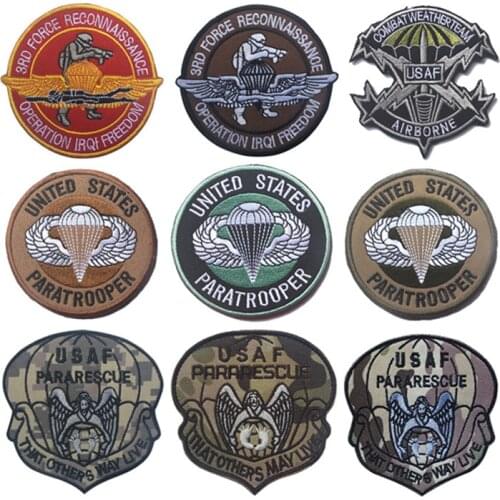 USAF Paratrooper United States Air Force Tactical Patch Pararescue Airborne Armband Patch For Military Clothes HOOK/LOOP