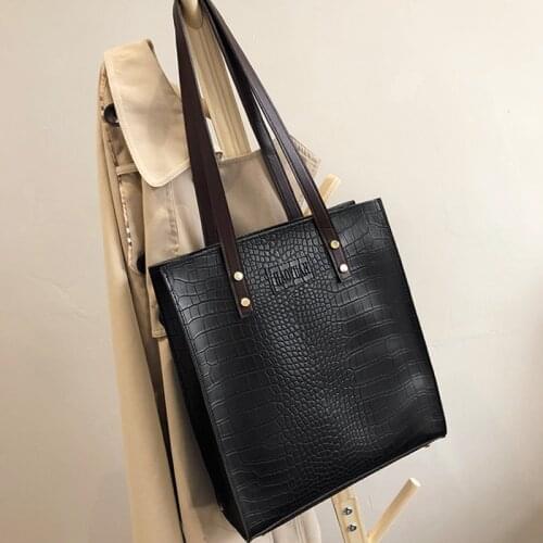 Retro Crocodile Pattern Handbag Women PU Leather Shoulder Bag Luxury Crossbody Bag Large Capacity Shoudler Bag Lady Purse Bolsa