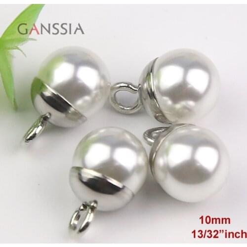 10pcs/lot Size:10mm (13/32") Exquisite Pearl Color Buttons Resin Metal Shank Buttons for Garment Accessories(ss-134-1)