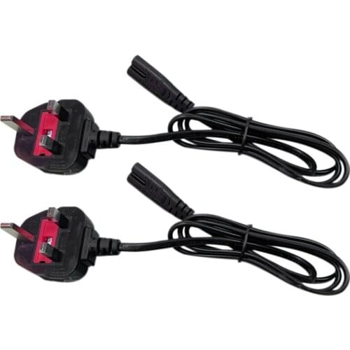 2PCS)1 Meter UK Power Cable Kettle Lead/Power Cord Compatible with PSP/PS2/PS3/PS4(UK Plug)
