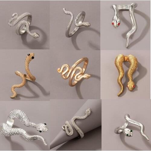 2021 Boho Snake Open Single Ring Metal Punk Adjustable Design Animal Exaggerated Ring for Women Men Party Jewelry Anillo кольца