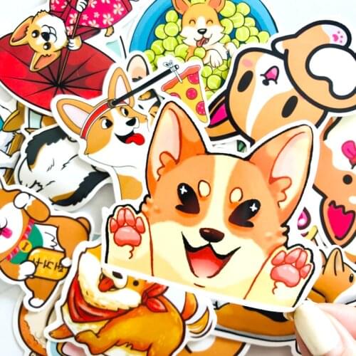 25pcs Welsh Corgi Pembroke Stickers Cute Animal Dog For Moto Car Suitcase Cool Laptop Skateboard hydro flask Sticker