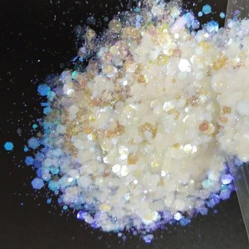 50g/Bag Holographic Golden Diamond Glitter 4Colors Purple/Blue/Yellow/Green Nail Chunky Glitter Festival Glitter For Nail Art