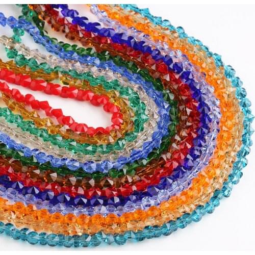95pcs/lot Czech Crystal Bicone Beads With Cross Hole 6mm Faceted Glass Beads Flat Bottom DIY Jewelry Findings Fit Bracelet