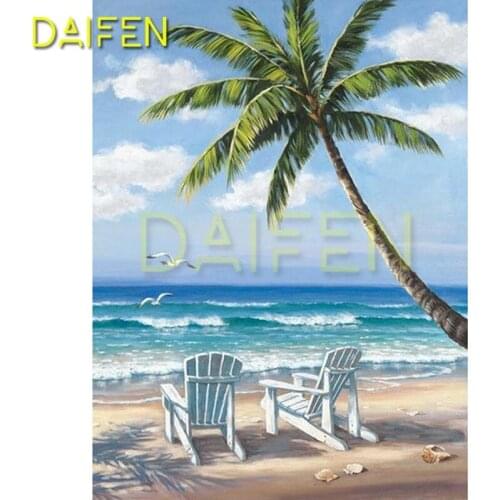 DIY 3D Diamond mosaic Full Round Diamond painting Cross stitch Coconut tree sea Full Square Diamond embroidery Coconut tree sea