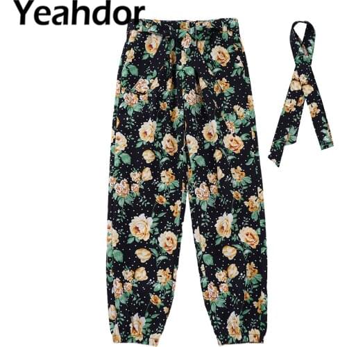 Kids Girls Summer Casual Pants Trouser Beach Streetwear Elastic Waistband Self Belted Floral Polka Dots Print Pants Daily Wear
