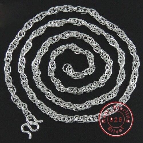 3.2mm 20 Inch White Gold Color Top Quality 990 Sterling Silver Water-Wave Chain Necklaces For Men Pendant Fine Jewelry SCN-T08