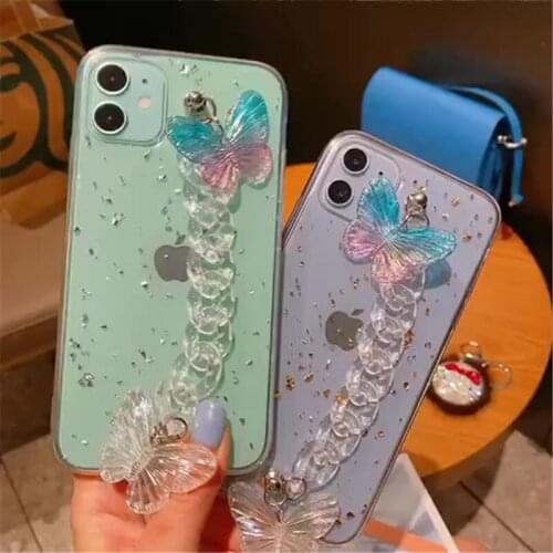 Soft Electroplated Phone Case For iPhone 11 12 Pro Max XS X XR 7 8 Plus mini SE 2020 Pearl Bracelet Shockproof Cases Cover