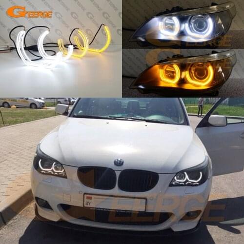 For BMW E60 E61 Pre LCI 2003-2007 Excellent Ultra bright Day Light turn signal light DTM M4 Style LED Angel Eyes halo rings
