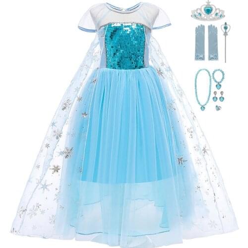 Frozen 2 Fantastic Elsa Dress Kids Dresses for Girs Elsa Cosplay Costume Kids Halloween Elsa Costume Child Fancy Fairy Frocks 8Y