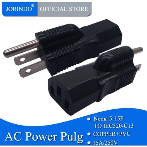 JORINDO PDU UPS Power Adapter American Plug Converter, Nema 5-15P MALE TO IEC 320 C13 Female Adapter