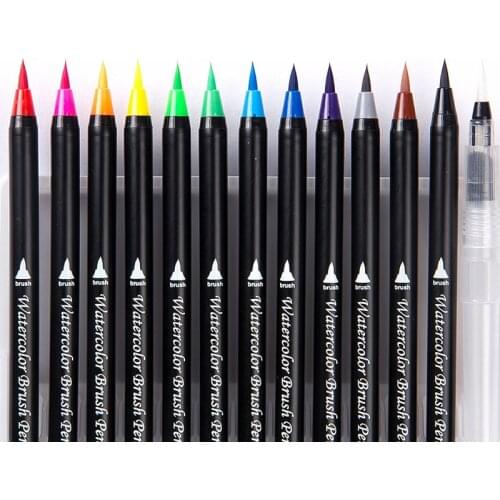 Brush Pens 24 &12colors Soft Painting Pens Water-based Ink Pen Set With Flexible Fiber Brush Tips For Adult Kids Drawing Pen
