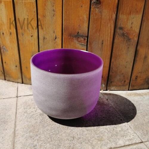Purple Color B note Crown Chakra Quartz Frosted crystal singing bowl 8 inch