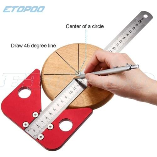 45 degree angle round center line scribe wood ruled carpenter round heart ruler layout gauge woodworking DIY tool