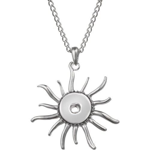 Flower Snap Button Jewelry Metal Pendant Necklace with chain Fit 18/20mm Snap Necklace The Bloomer Jewelry