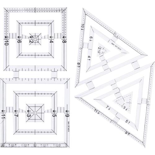 LMDZ Multi-Function Acrylic Drawing Sewing Ruler Patchwork Ruler Plastic Measuring Templates for Office and School Supplie