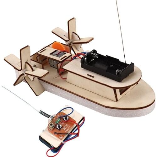 Students DIY Paddle Wheel Ship Assembling Model Remote Control Educational Toys Material Kits Kids Educational Toys