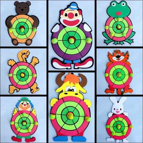 Cartoon Safety Dart Game ( 26cm Dartboard +3 Sticky Ball) Sucker Sandbag Early Learning Toys Kids Indoor Sports Game Family Toy