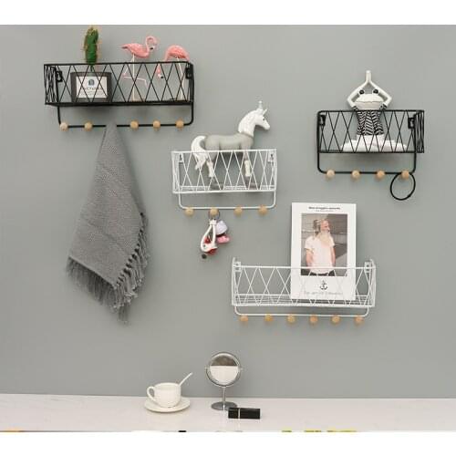 1PC Wall Shelf Wall Mounted Six-hook Storage Rack Organization for Kitchen Bedroom Kid Room DIY Wall Decoration Home Decor
