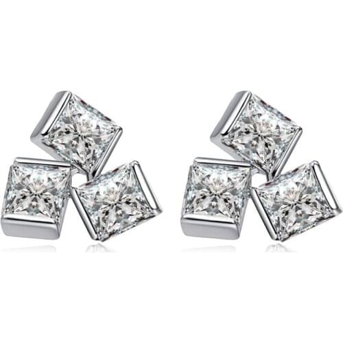 The New Fashion Personality Classic Square Austrian Crystal Stone Earrings for Women Girls Geometric Cubic Zircon jewelry Gift W