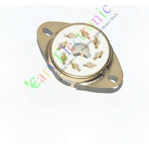 Wholesale and retail 8pc GOLD 8pin PCB Ceramic vacuum tube sockets octal valve base fr EL34 KT88 6550 free shipping