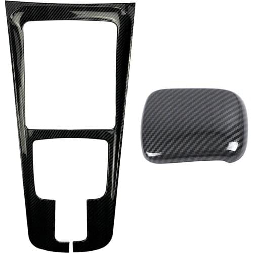 Carbon Fiber Center Console Water Cup Holder Frame Decoration with Car Gear Shift Knob Frame Cover Trim Moldings