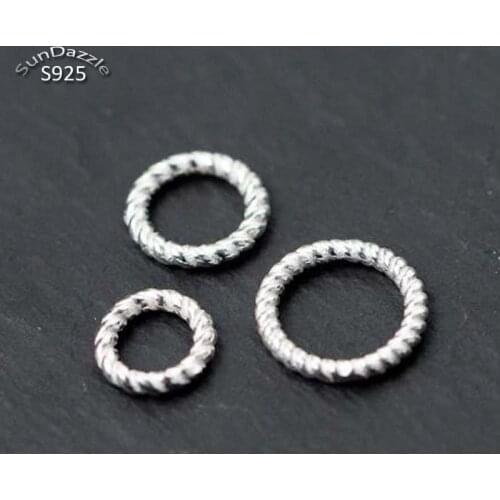 Genuine Real Pure Solid 925 Sterling Silver Close Jump Rings Twisted Line Split Ring Connector Jewelry Making Findings