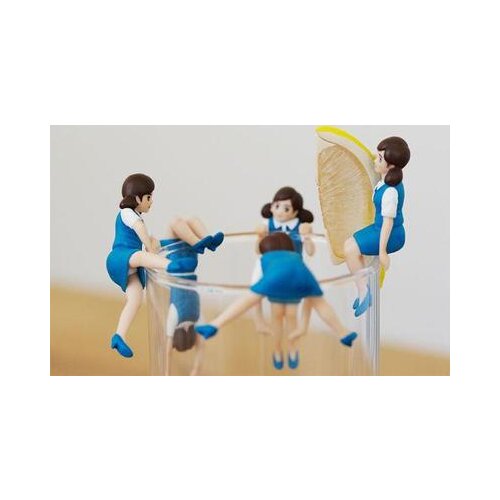 Pvc figure cute cup yuanzi lady blue lemon collections doll toy gift model 6pcs/st