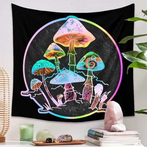 Colorful Psychedelic Mushroomstapestry,Hanging Polyester Background Blanket,Home Decor,Beach Shawl,28-90 Inch