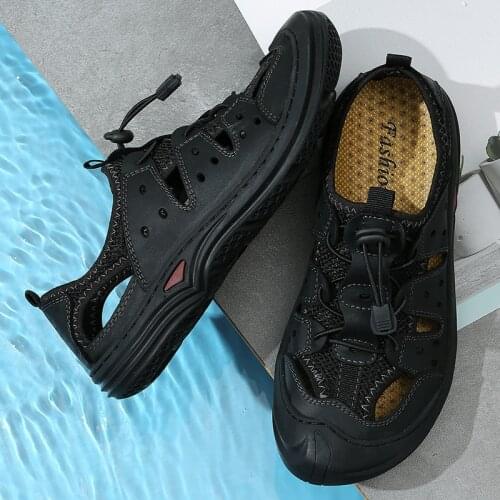 Mens Sandals Thick Sole Sandalia Masculina Summer Sandals Men Mens Comfort Beach Sneaker Sandal Big Plage Sandales Leather Shoes