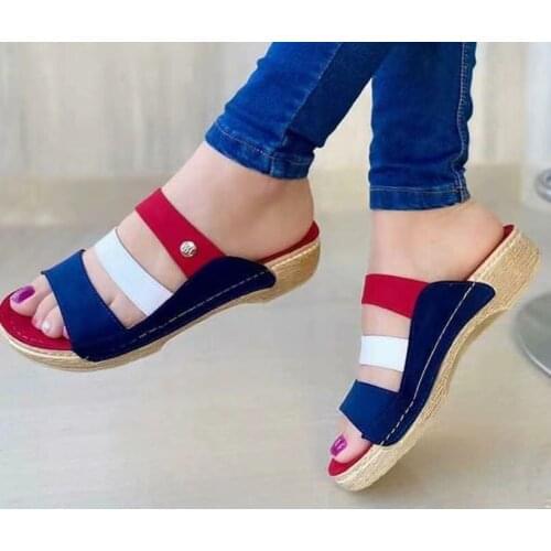 Large Size Womens Sandals New 2021 Summer Increased Women Shoes Stickers Casual Fish Mouth Platform Sandals Womens Slippers