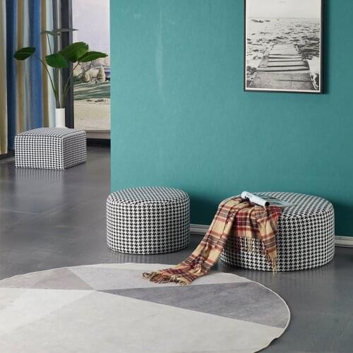 Nordic Sofa Stool Sofa Foot Makeup Stool Fashion Shoe Changing Stool Shopping Mall Clothing Store Houndstooth Dressing Stool