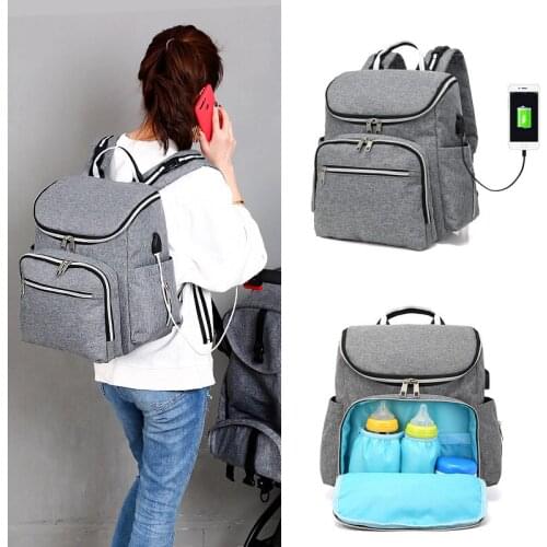 Baby Diaper Bag Mommy Backpack For Mom 2019 USB Maternity Baby Nappy Nursing Bags Travel Diaper Backpack for Stroller Kit
