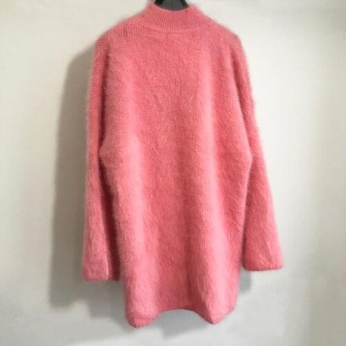 Thick Warm Luxury 100% Natural Mink Cashmere Pullovers Half High Turtleneck Dress Women Cahsmere Sweater tbsr751