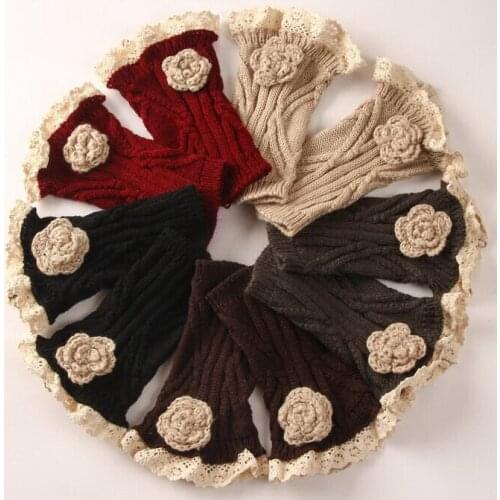 Rose Lace Boot Cuffs knit boot topper lace trim faux legwarmers lace cuff shark tank leg warmers 5 colors 12 pair/lot#3990